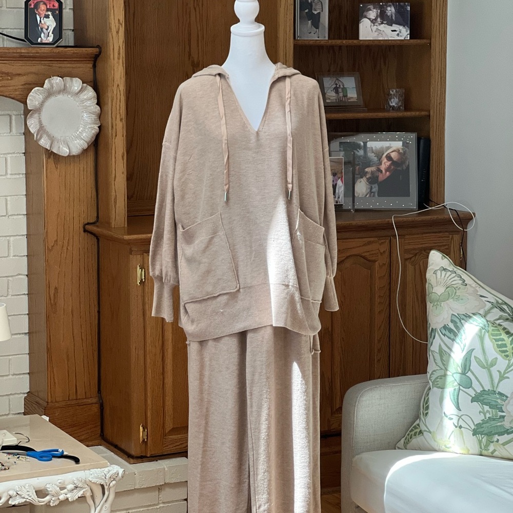 Beige Knit Lounge Set
